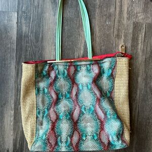 Dimoni Made in Spain, Colorful Patterned Leather Handbag